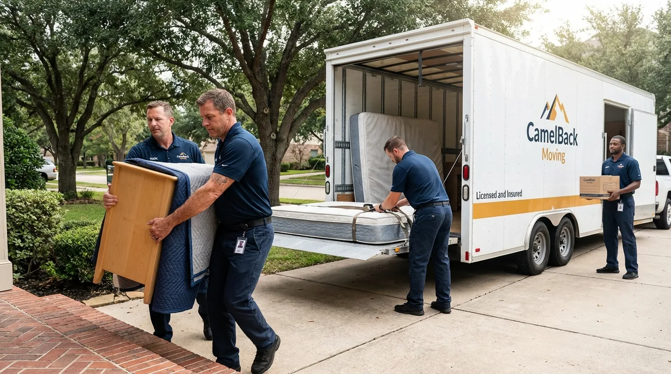Crew loading residential truck for cross-state move from Cross City, FL